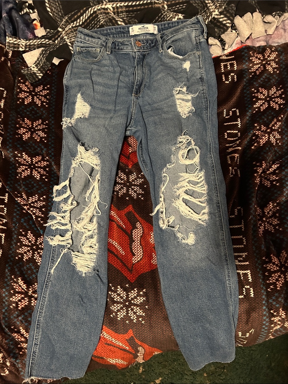 Hollister Distressed Light Blue Ripped Jeans